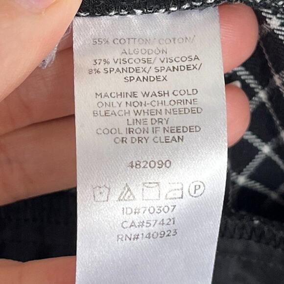 Loft Women's Julie Fit Pants Size 0 Skinny Bi-Stretch Ankle Black & White Check - Picture 7 of 7